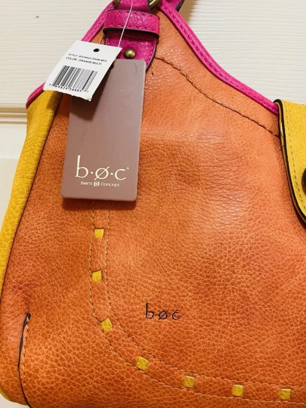 b.o.c. Orange, Pink & Yellow Leather Shoulder Bag